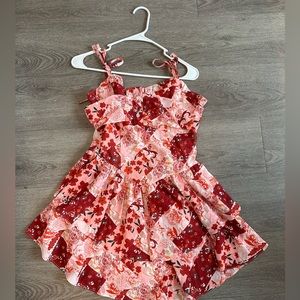 red summer dress with flowers